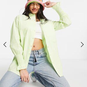 ASOS Influence poplin shirt with gathered sleeve, Size 12
